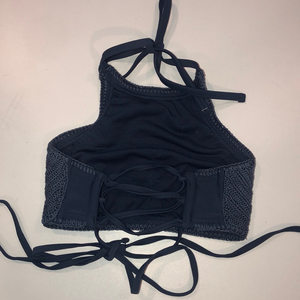 Periwinkle Blue Crochet Halter Bikini Top Size S - Picture 3 of 5